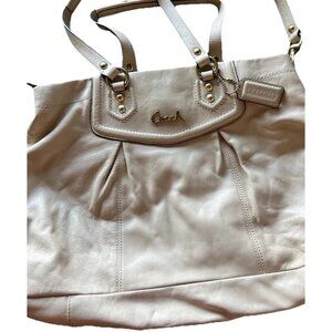 COACH Purse Ivory Soft Leather Ashley Carryall Gold Hardware F19243 Shoulder Bag